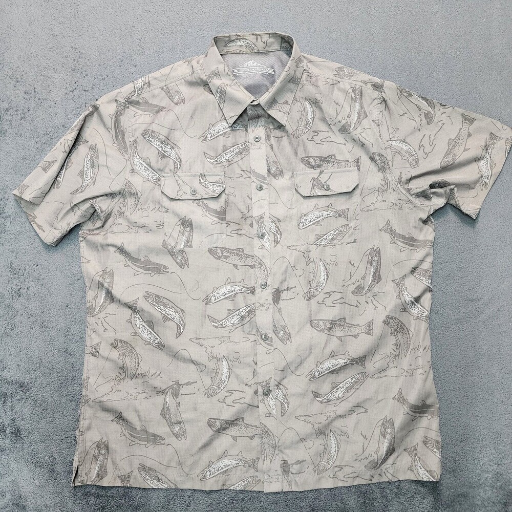 Croft & Barrow Vented Fishing & Outdoors Shirt by  Trout Print Men's Size XL